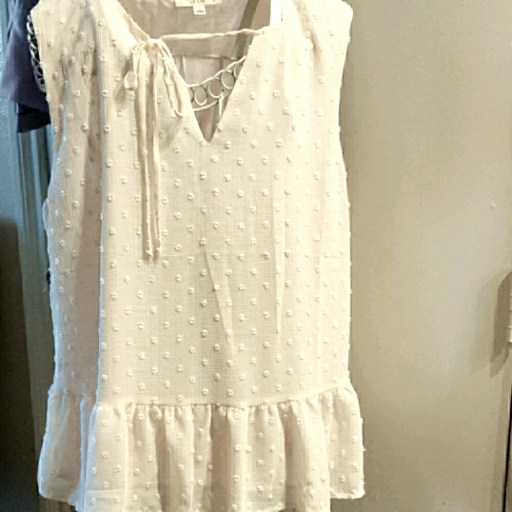 Le Lis French Dot Pale Pink Peplum Top Large